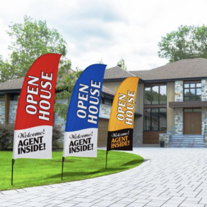Open House Swooper Flag Pole Kit Sign for Advertising, Real estate agent needs for sales